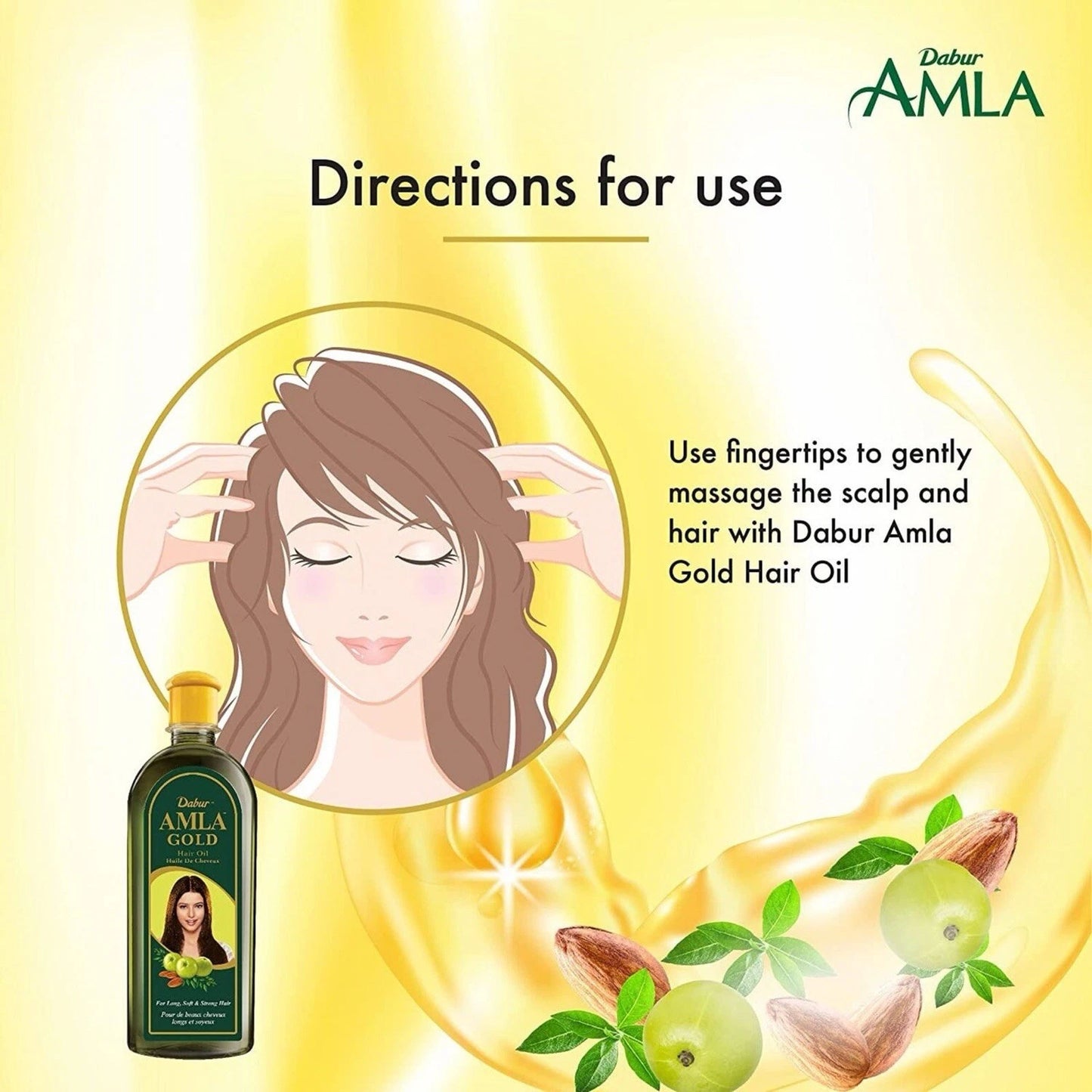 2x Dabur Amla Gold Hair Oil 300ml زيت دابر املا الذهبي Nourishing & Repairing
