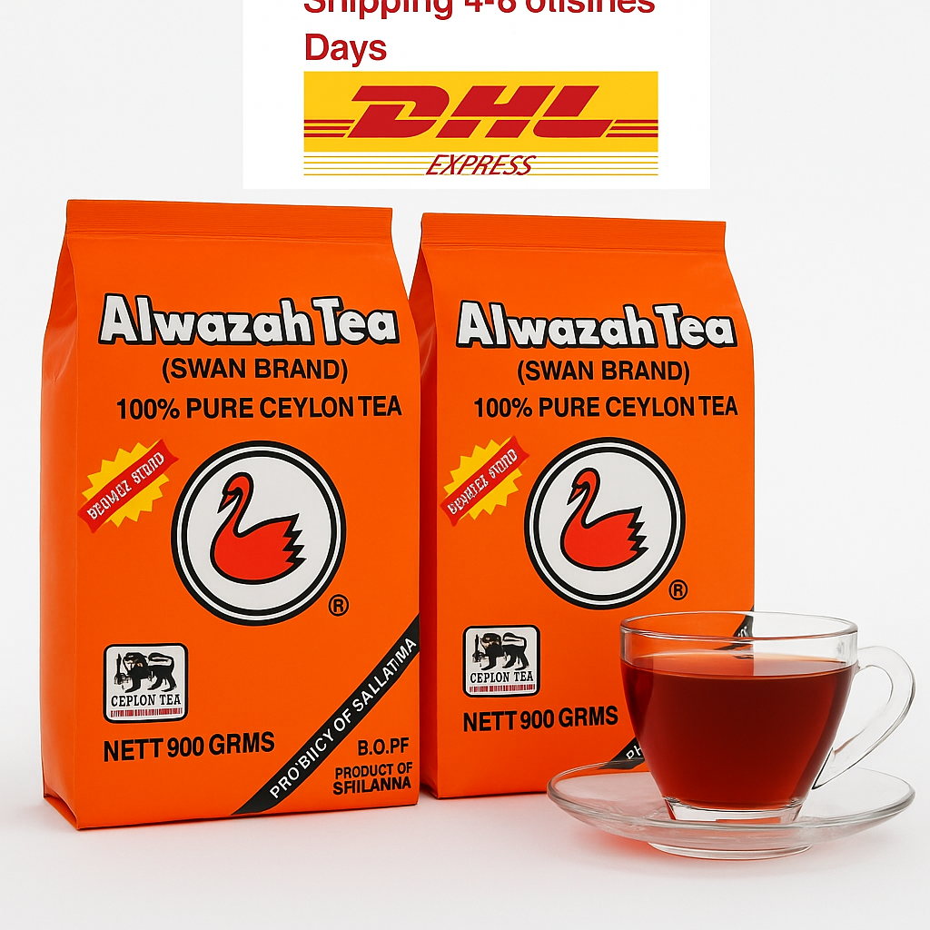 شاي الوزة Alwazah Tea – 2×900g (إجمالي 1.8 كجم) | 100% شاي سيلاني نقي Pure Ceylon | شحن سريع DHL مجاني
