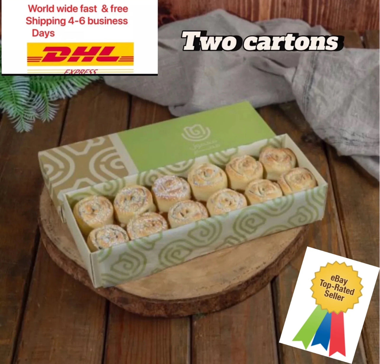 2 Carton Maamoul,dates Special   2 X 500 Gram 48 Pcsمعمول التمر ٤٨ قطعة كرتونين