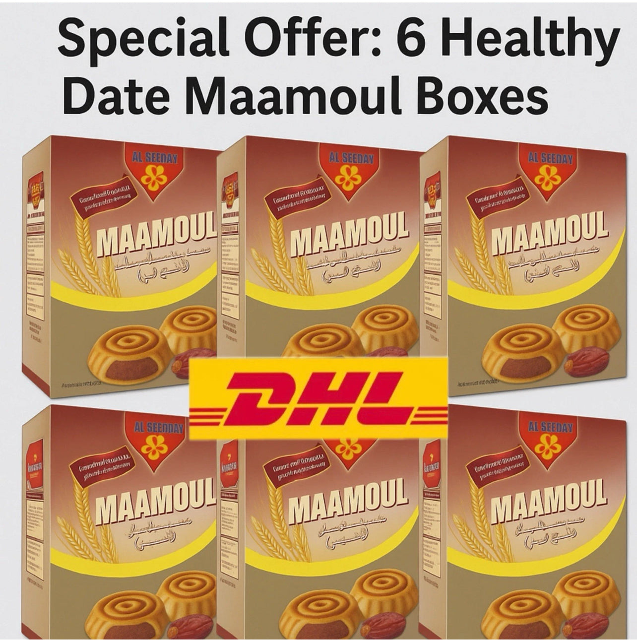Special Offer: 6 Healthy Date Maamoul Boxes  خاص: ٦ عبوات معمول تمر صحي