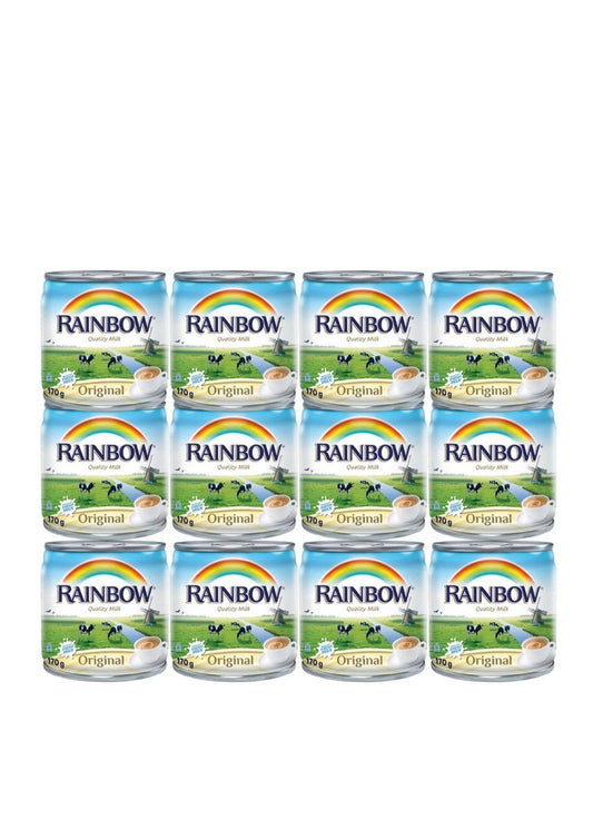 12 X Rainbow Original Evaporated Milk 170gحليب مبخر بالطعم الاصلي من ابو قوس
