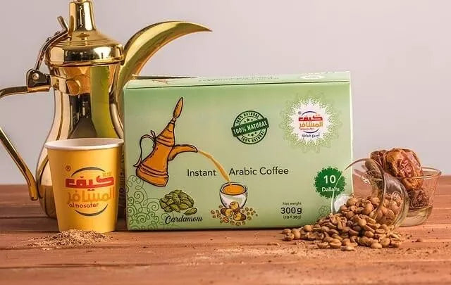 Kif Almosafer Instant Arabic Coffee saffron and cardamom قهوة كيف المسافر قهوة كيف المسافر  هيل زعفران  تكفى عشر دلات