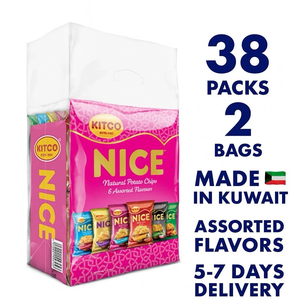 Kitco Nice Potato Chips 38x22g (2 Bags) 6 Flavors بطاط كيتكو نايس مشكل